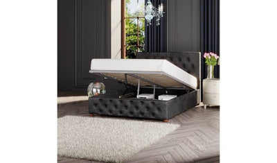 Argos Cadre de lit Ottomane Velours LLB Luna Noir Superking - Acheter en ligne sur McGrocer
