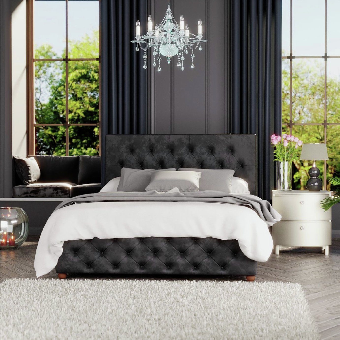 LLB ottoman bed black small double, UK version
