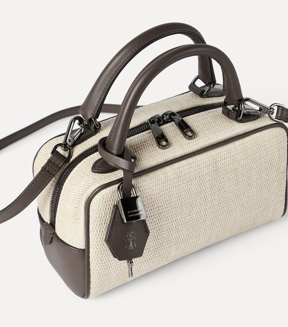 Brunello Cucinelli small woven Explorer Boston top-handle bag, UK version