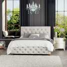 LLB Luna velvet small double ottoman storage bedframe in pearl, UK version