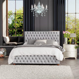 LLB Seren Velvet Double Ottoman Bedframe in Silver, UK version