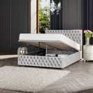 LLB Seren Velvet Kingsize Ottoman Bedframe in Silver, UK version