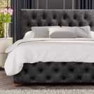 LLB Luna Velvet Double Ottoman Bedframe Black, UK version