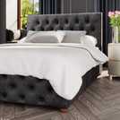 LLB Luna Velvet Double Ottoman Bedframe Black, UK version
