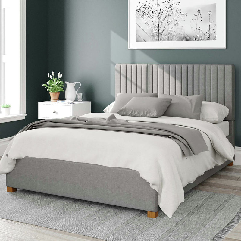 Aspire Grant Linen Double Ottoman Bedframe in Grey - British product