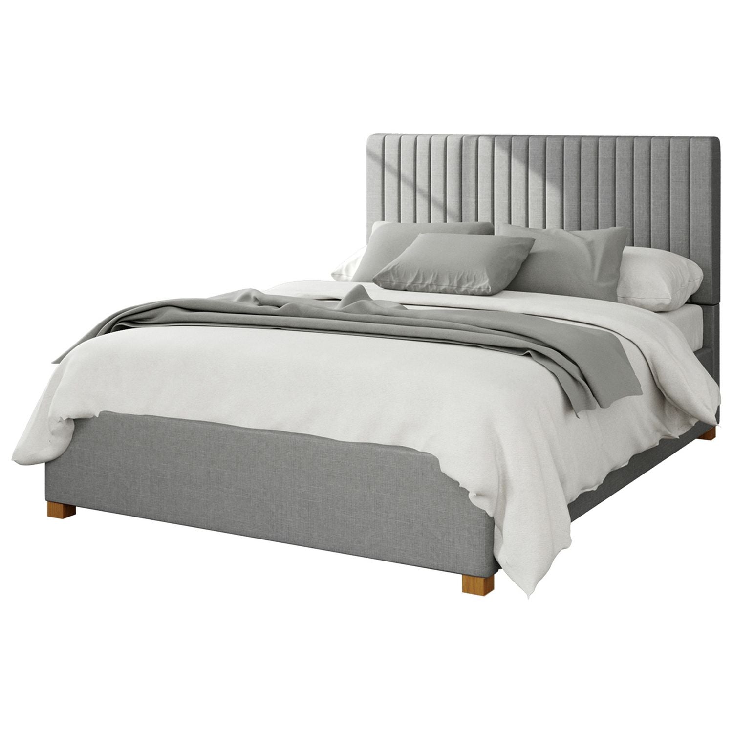 Aspire Grant Linen Double Ottoman Bedframe in Grey - British product