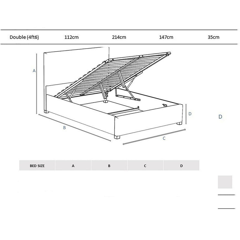 Aspire Double Ottoman Bedframe in Charcoal - British product