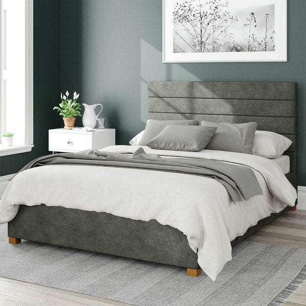 Aspire Kelly Linen Kingsize Ottoman Bedframe Granite - British product