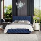 LLB Luna Velvet small double ottoman bedframe in navy, UK version