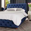 LLB Luna Velvet small double ottoman bedframe in navy, UK version