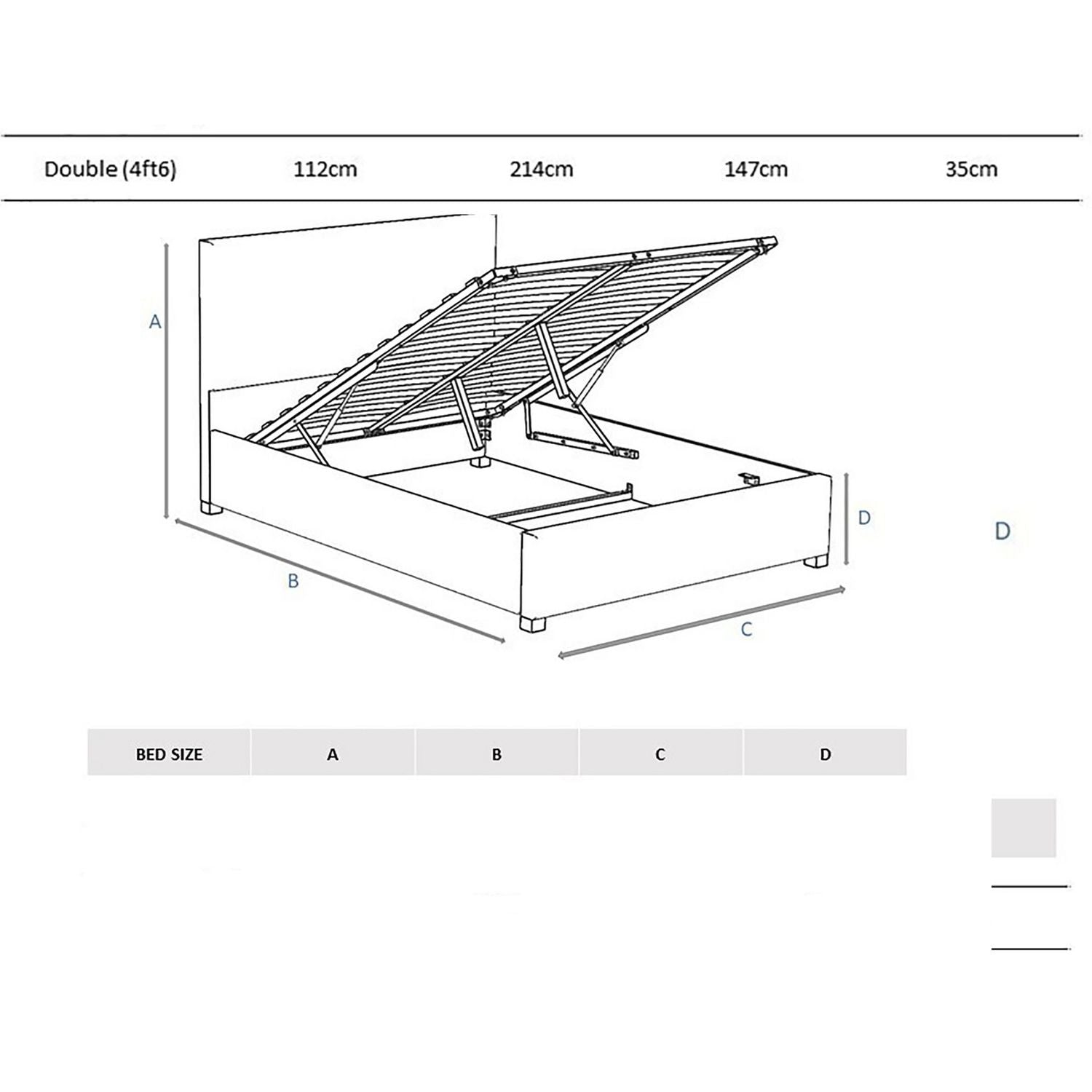 Aspire Ottoman Bedframe Silver Double - British product