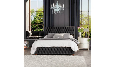 Argos LLB Seren Velvet Ottoman Bedframe Black Upholstered Storage Small Double- Buy online at McGrocer