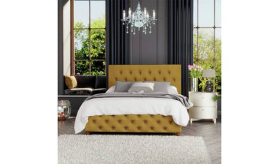 Argos LLB Luna Velvet Kingsize Ottoman Bedframe in Ochre- Buy online at McGrocer