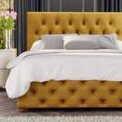 LLB Luna Velvet Kingsize Ottoman Bedframe in Ochre, UK version