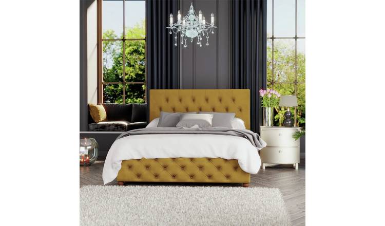 LLB Luna Velvet Superking Ottoman Bedframe Ochre, UK version