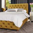 LLB Luna Velvet Superking Ottoman Bedframe Ochre, UK version