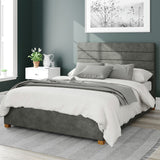 Aspire Kelly Linen Double Ottoman Bedframe in granite finish - British product