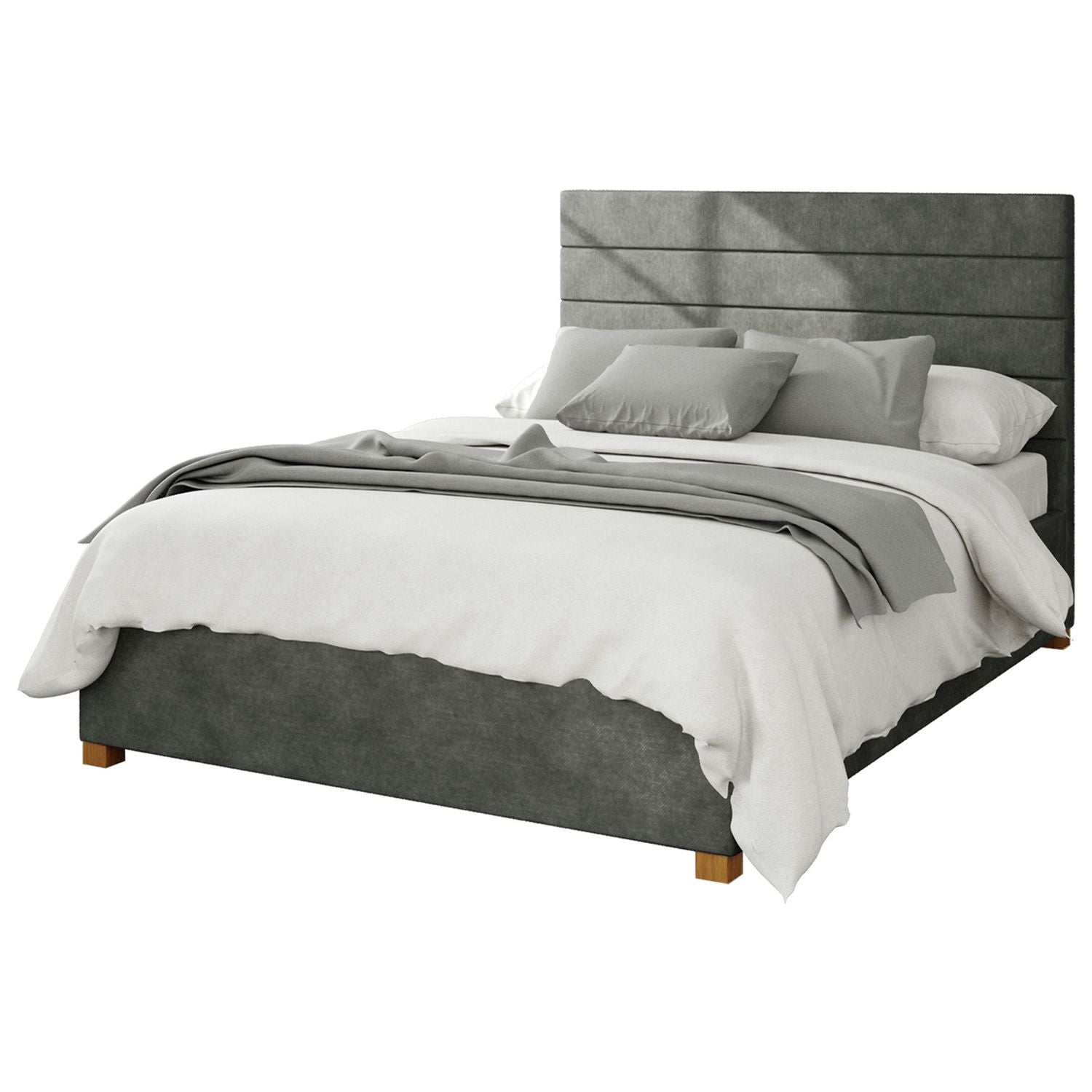 Aspire Kelly Linen Double Ottoman Bedframe in granite finish - British product