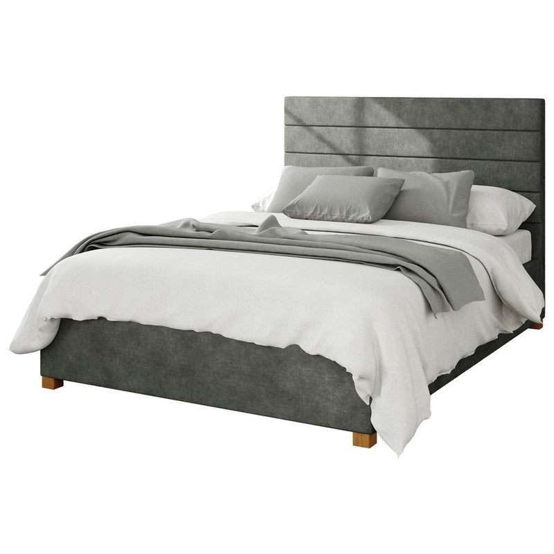 Aspire Kelly Linen Double Ottoman Bedframe in granite finish - British product