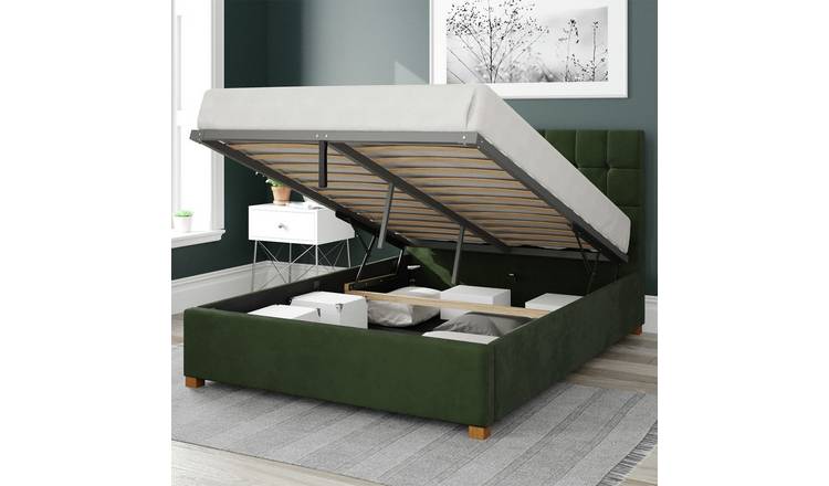 Aspire Sinatra velvet superking ottoman bedframe in forestgreen - British product