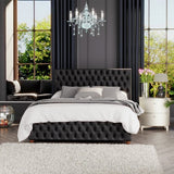 LLB Seren Velvet Ottoman Bedframe Black Superking, UK version