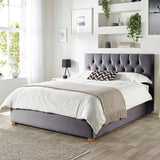 CL Boutique velvet Superking ottoman bedframe in steel - British product
