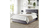 CL Boutique velvet Superking ottoman bedframe in steel - British product