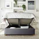 CL Boutique velvet Superking ottoman bedframe in steel - British product