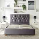 CL Boutique velvet Superking ottoman bedframe in steel - British product