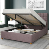 Aspire velvet double ottoman bedframe in blush - British product