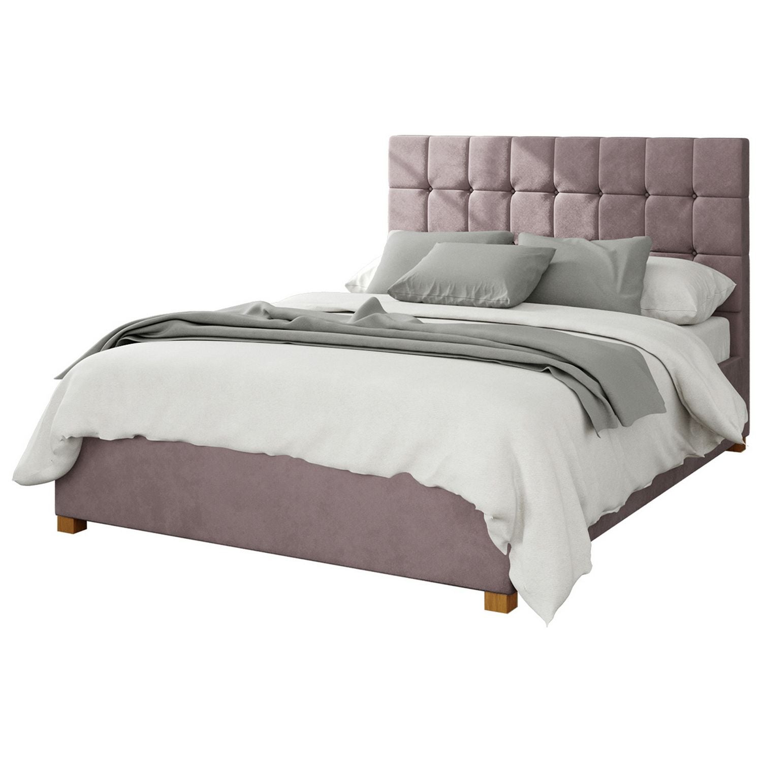 Aspire velvet double ottoman bedframe in blush - British product