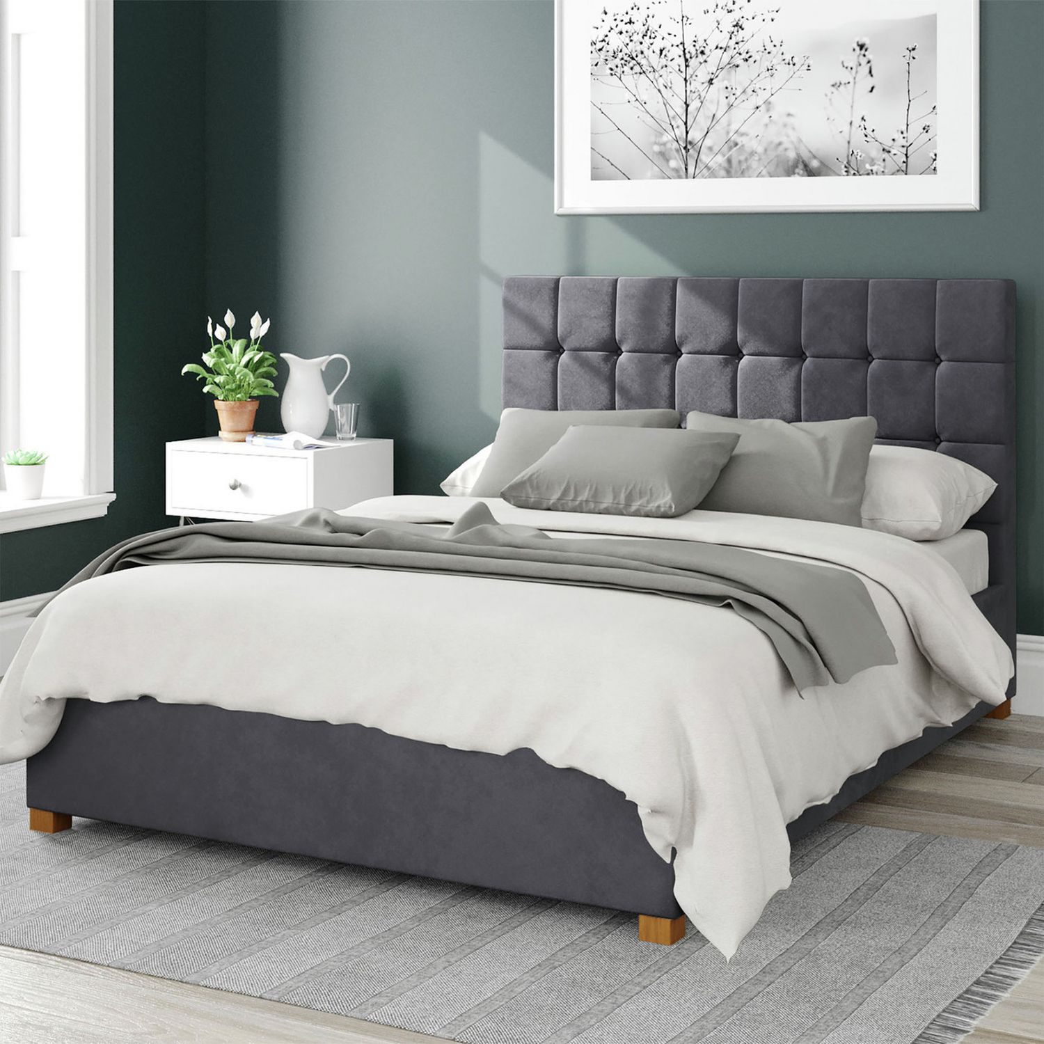 Aspire Sinatra Velvet Double Ottoman Bed Frame - British product