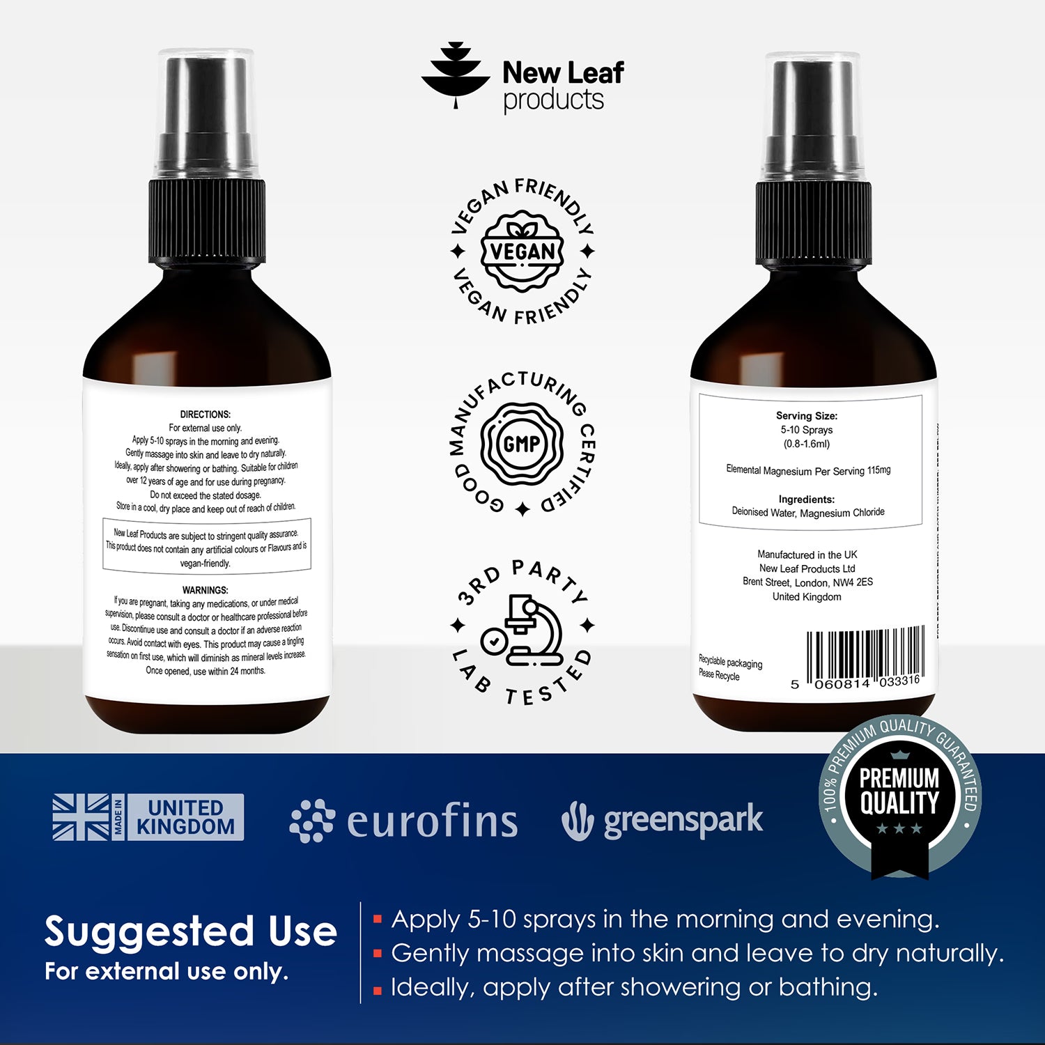 New Leaf Magnesium Oil Spray 100ml - British product