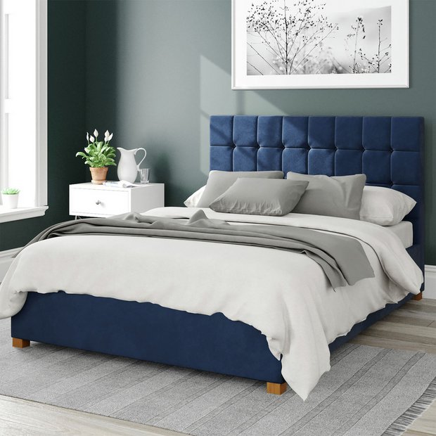 Aspire Sinatra Velvet Ottoman Bedframe Navy Superking - British product