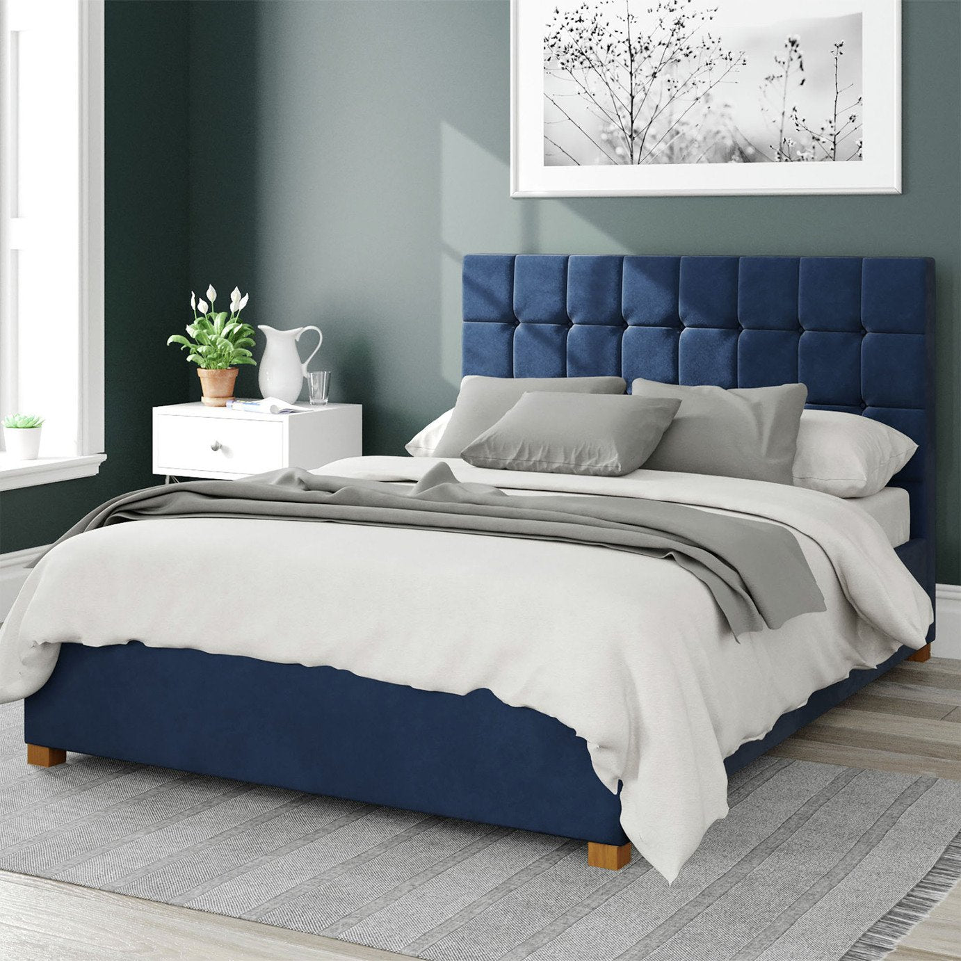 Aspire Sinatra Velvet Ottoman Bedframe Navy Superking - British product