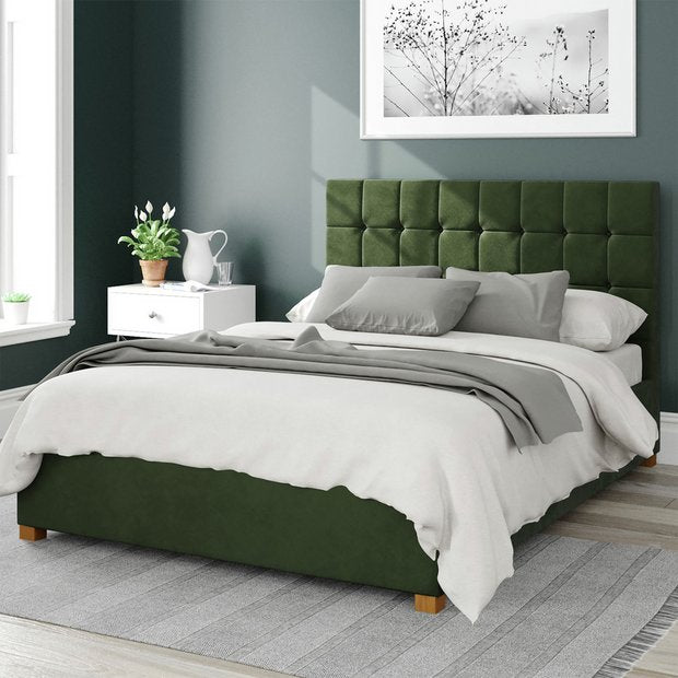 Aspire Sinatra Velvet Double Ottoman Bedframe in Forest Green - British product