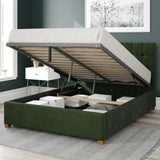 Aspire Sinatra Velvet Double Ottoman Bedframe in Forest Green - British product