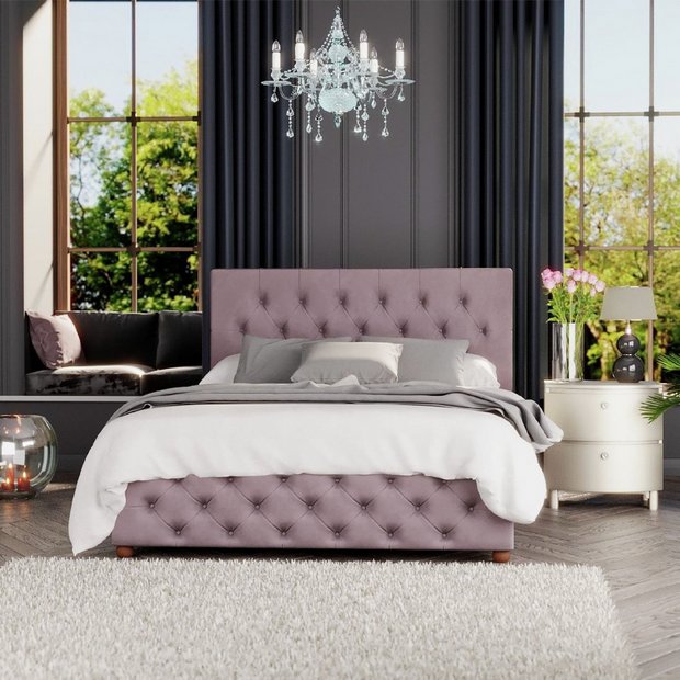 LLB Double Ottoman Bedframe in Blush, UK version