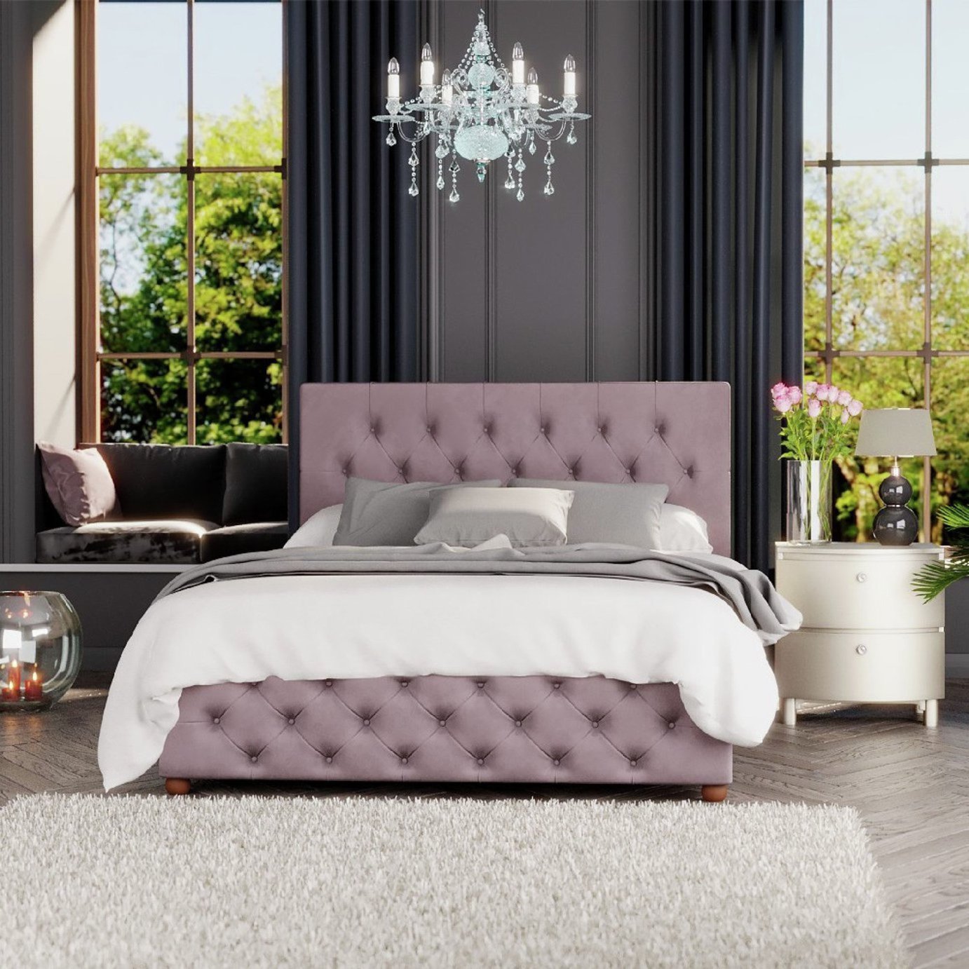 LLB Ottoman Bedframe in Blush Kingsize, UK version