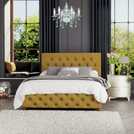 LLB Luna Velvet Small Double Ottoman Bedframe in Ochre, UK version