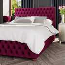 LLB Seren Velvet Small Double Ottoman Bedframe - Berry