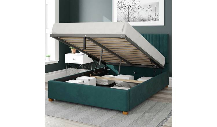 Aspire Grant velvet kingsize ottoman bedframe in emerald - British product