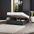LLB Estella Velvet Superking Ottoman Bedframe Black, UK version
