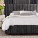 LLB Estella Velvet Superking Ottoman Bedframe Black, UK version
