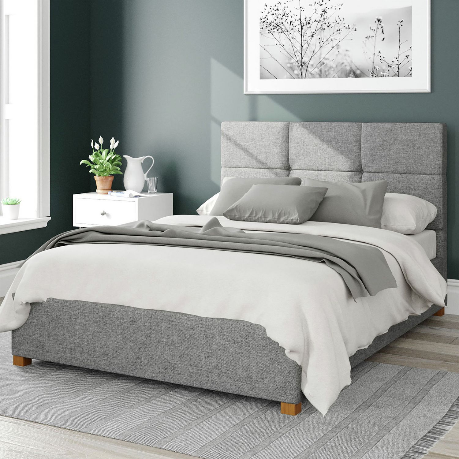 Aspire Caine Twill Double Ottoman Bedframe Grey - British product