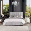 LLB Estella Velvet Small Double Ottoman Bedframe in silver, UK version
