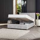 LLB Estella Velvet Double Ottoman Bedframe in Silver, UK version