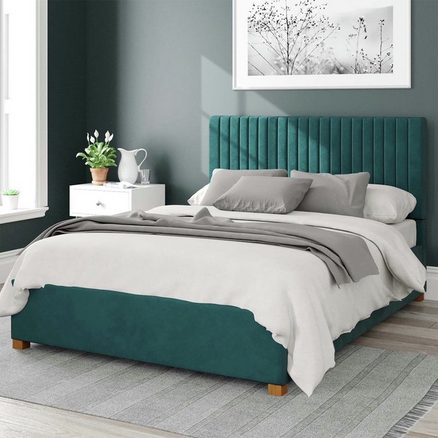 Aspire Grant Velvet Superking Ottoman Bedframe in Emerald - British product