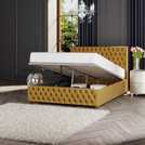 LLB Velvet Double Ottoman Bedframe Ochre, UK version