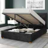 Aspire Presley Velvet Kingsize Ottoman Bed Frame in black - British product